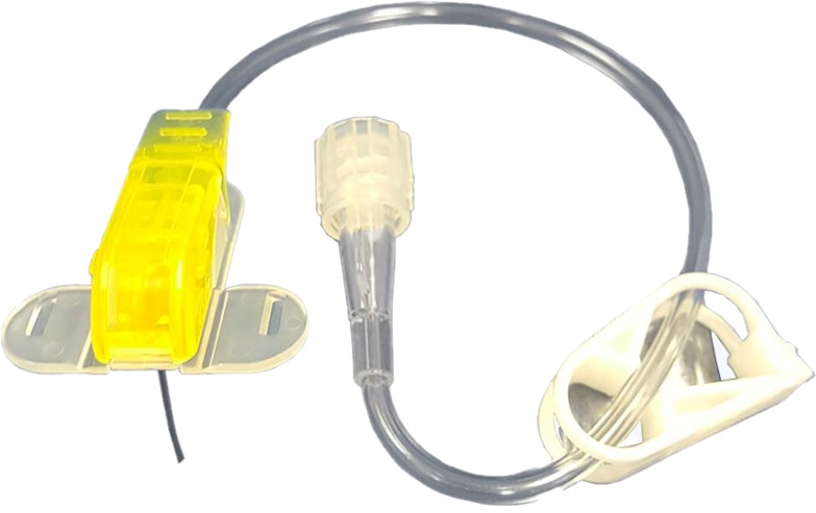 Set Infusion Huber Safety 7' Tube (Right Angle), 20 Gauge x 0.75 inch Yellow Hub Secure Touch+ Latex Free (20/BX) by Exel Corporation  ID 37855S